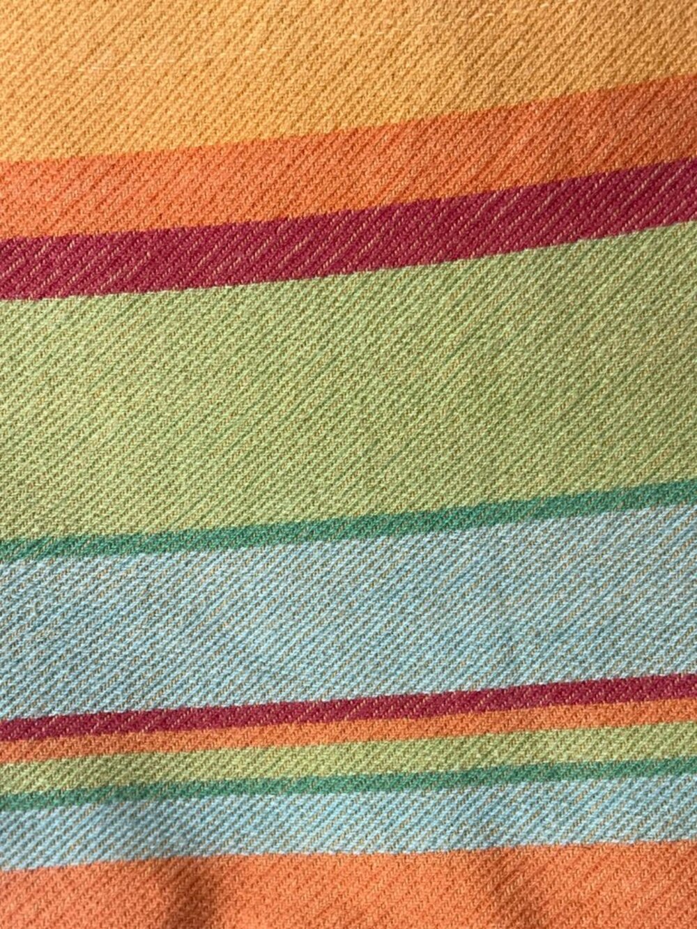 VTG MCM Cotton Park Cottage Striped Cotton Outdoor Round Tablecloth Umbrella Hol - Picture 11 of 13